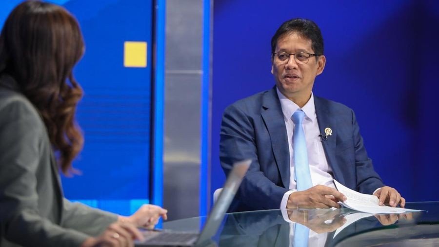 menteri keuangan republik indonesia purbaya yudhi sadewa menyampaikan pemaparan dalam program squawk box cnbc indonesia di jak 1760060873842 169