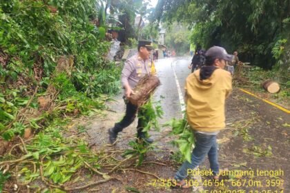 Kapolsek Jampang Tengah Sigap Evakuasi Pohon Tumbang yang Tutup Akses Jalan Raya Pasir Angin 8 WhatsApp Image 2026 01 16 at 9.14.10 AM